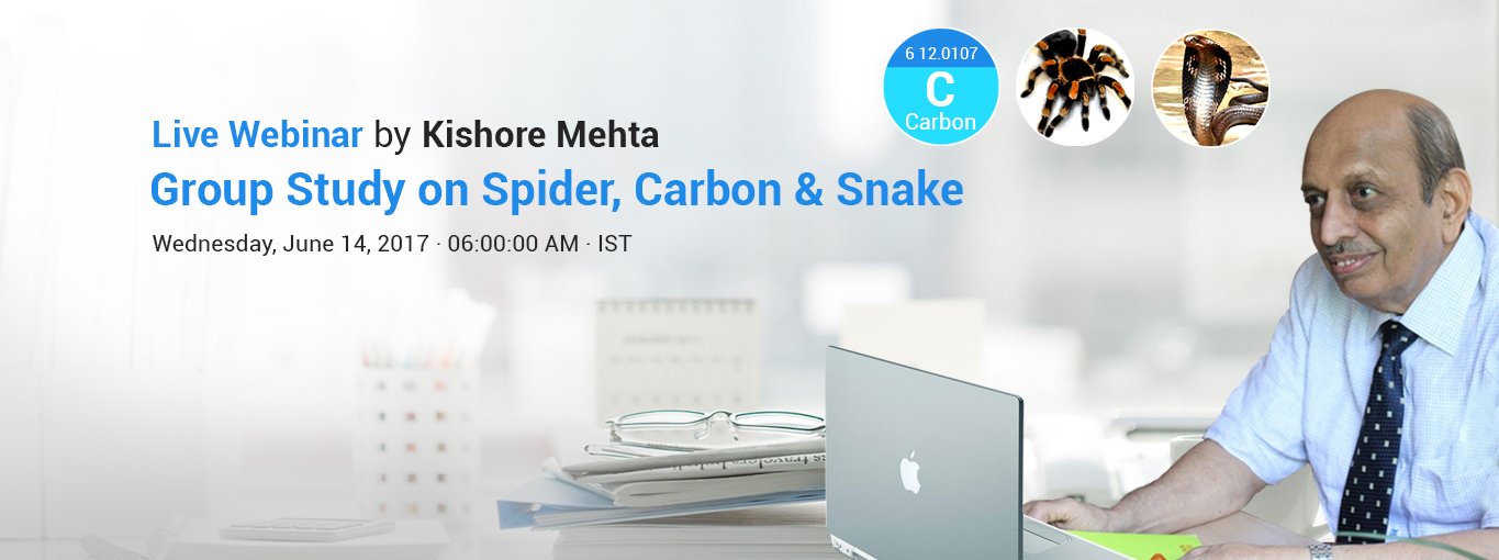 Group Study on Carbon, Spider & Snake Remedies by Dr. Kishore Mehta